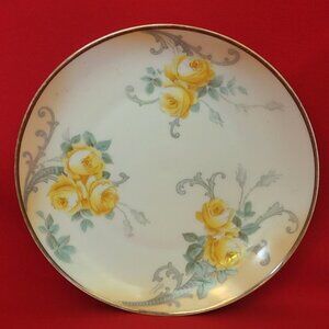 Vintage Bavaria Porcelain Yellow Roses Decorative Plate Porcelain Hand Painted